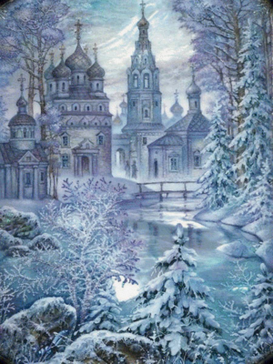 зимняя сказка - пейзаж, картина, зима, природа - предпросмотр
