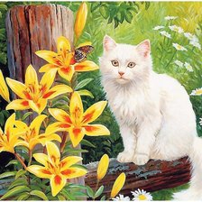 Схема вышивки «кошка»