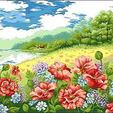 Схема вышивки «poppy field»