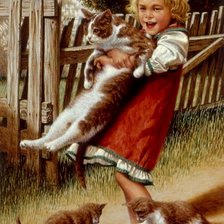 Схема вышивки «девочка с котиками»