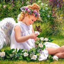 Схема вышивки «ангел с цветами»