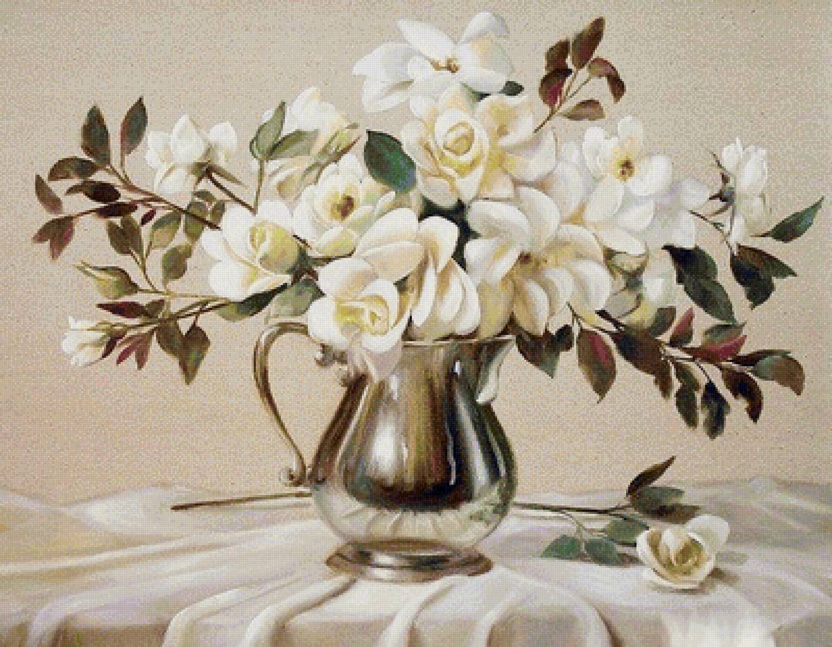 Букет - цветы в кувшине, белые цветы, цветы - предпросмотр