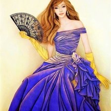 Схема вышивки «Девушка с веером»