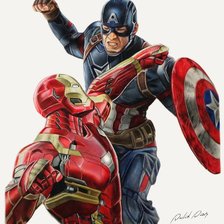 Схема вышивки «Железный человек и капитан америка»