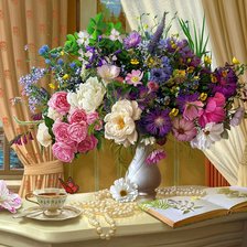 Схема вышивки «okno,zátišie»