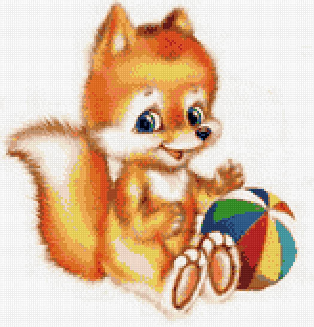 Веселый лисенок - схема, схемы бесплатно, вышивка, вышивка крестом, веселый лисенок - предпросмотр