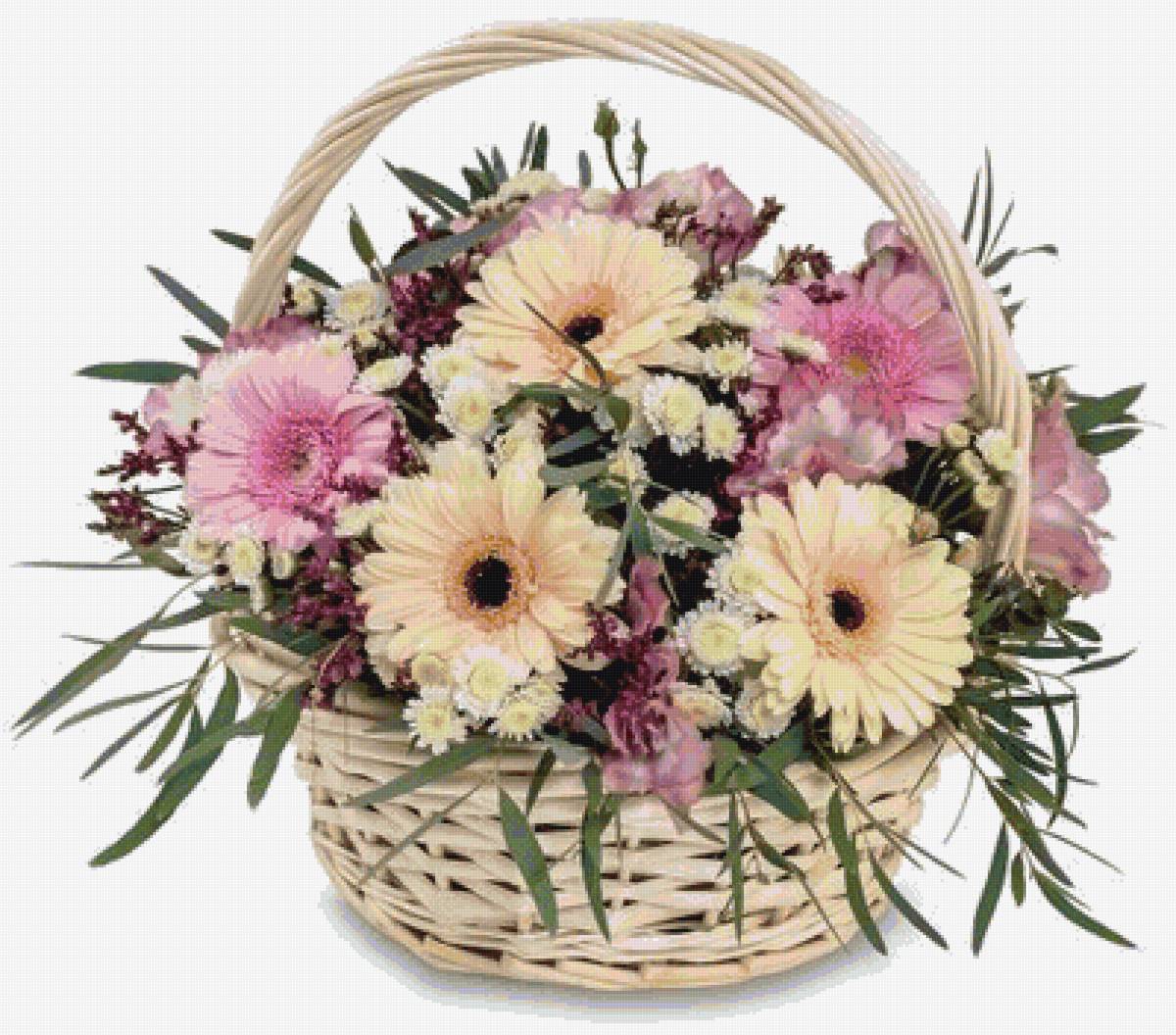 корзинка с цветами - цветы - предпросмотр