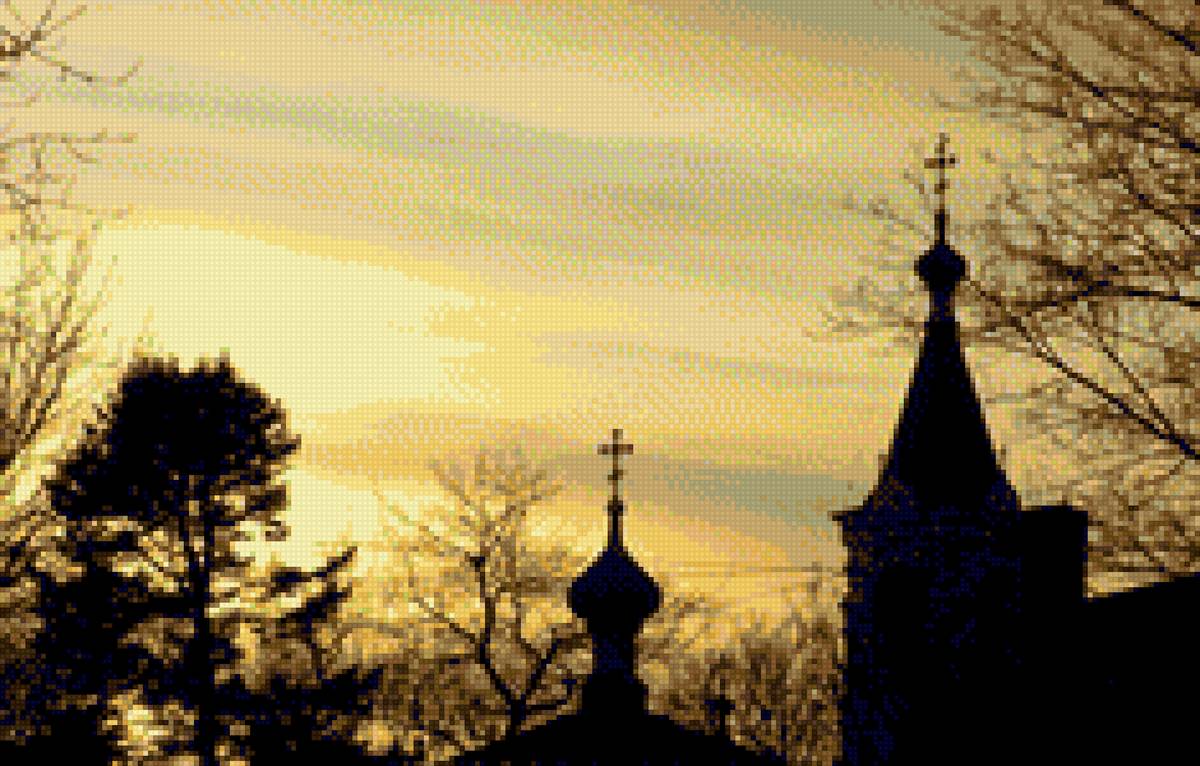 закат - церковь, рассвет, небо - предпросмотр
