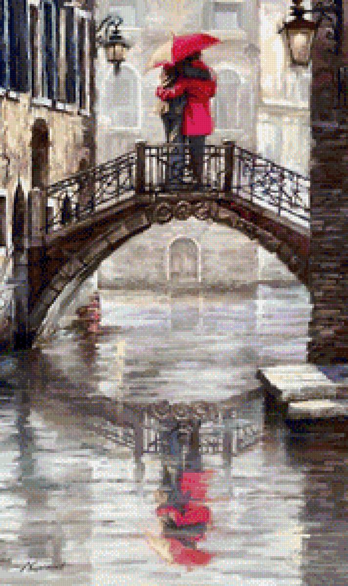 Влюбленные - красный зонт - предпросмотр