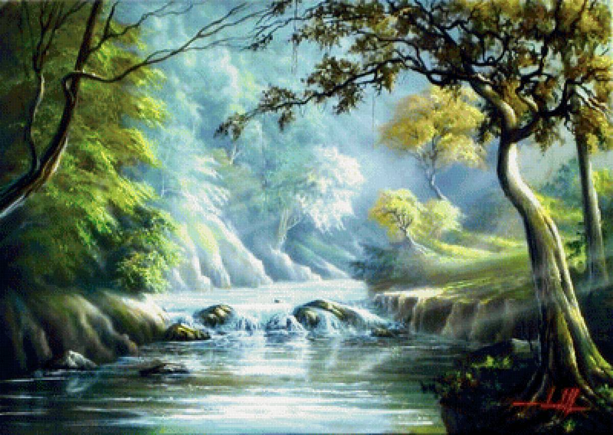 Пейзаж - вышивка крестиком - предпросмотр