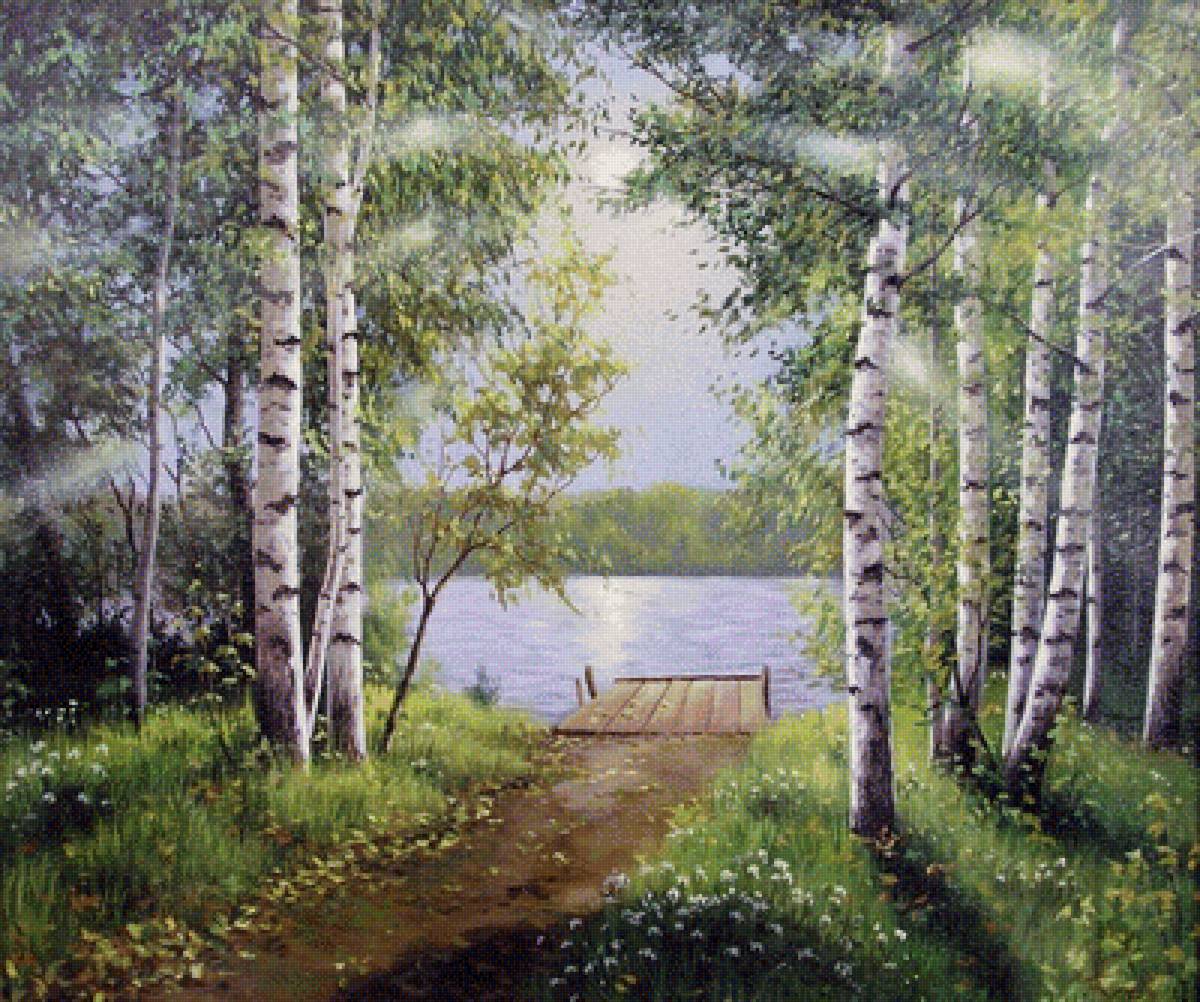 березы - природа, картина, пейзаж - предпросмотр