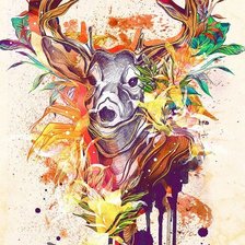 Схема вышивки «Олень акварелью»