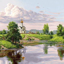 Схема вышивки «пейзаж летний»