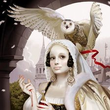 Схема вышивки «дама с совой»