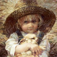 Схема вышивки «Мальчик с кроликом»