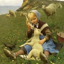 Схема вышивки «Девочка с ягненком»