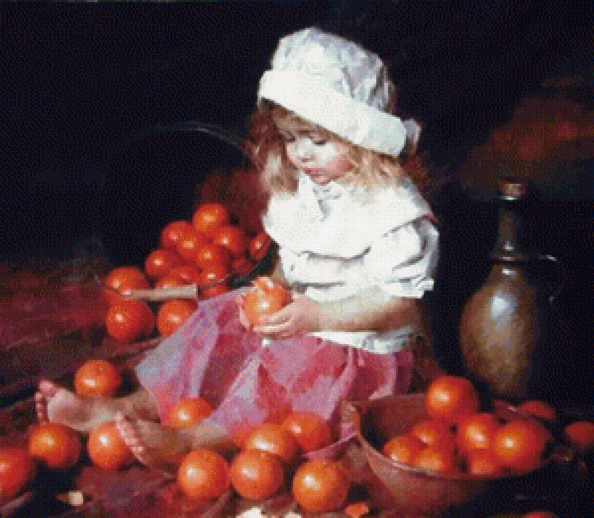 Девочка и апельсины - живопись, апельсины, девочка - предпросмотр