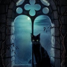 Схема вышивки «Кот в окне»