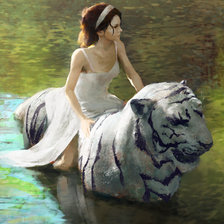 Схема вышивки «Она на тигре»