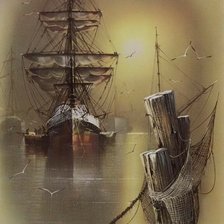 Схема вышивки «корабль»