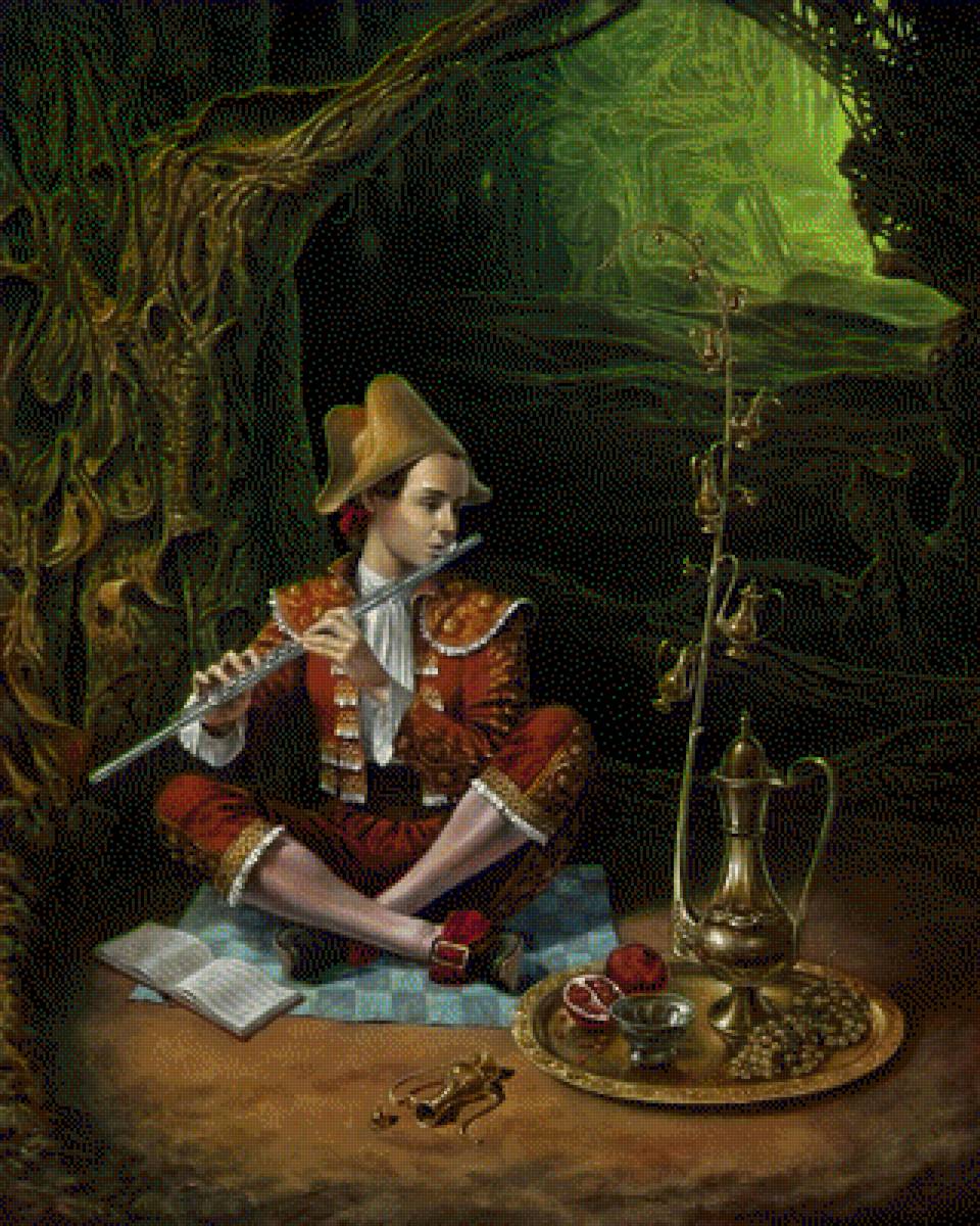 мальчик и свирель - люди, портрет, природа - предпросмотр