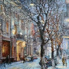 Схема вышивки «Winter street»