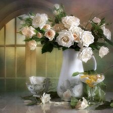 Схема вышивки «Кремовые розы»