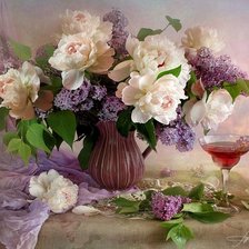 Схема вышивки «Пионы и сирень»