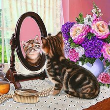 Схема вышивки «котёнок»