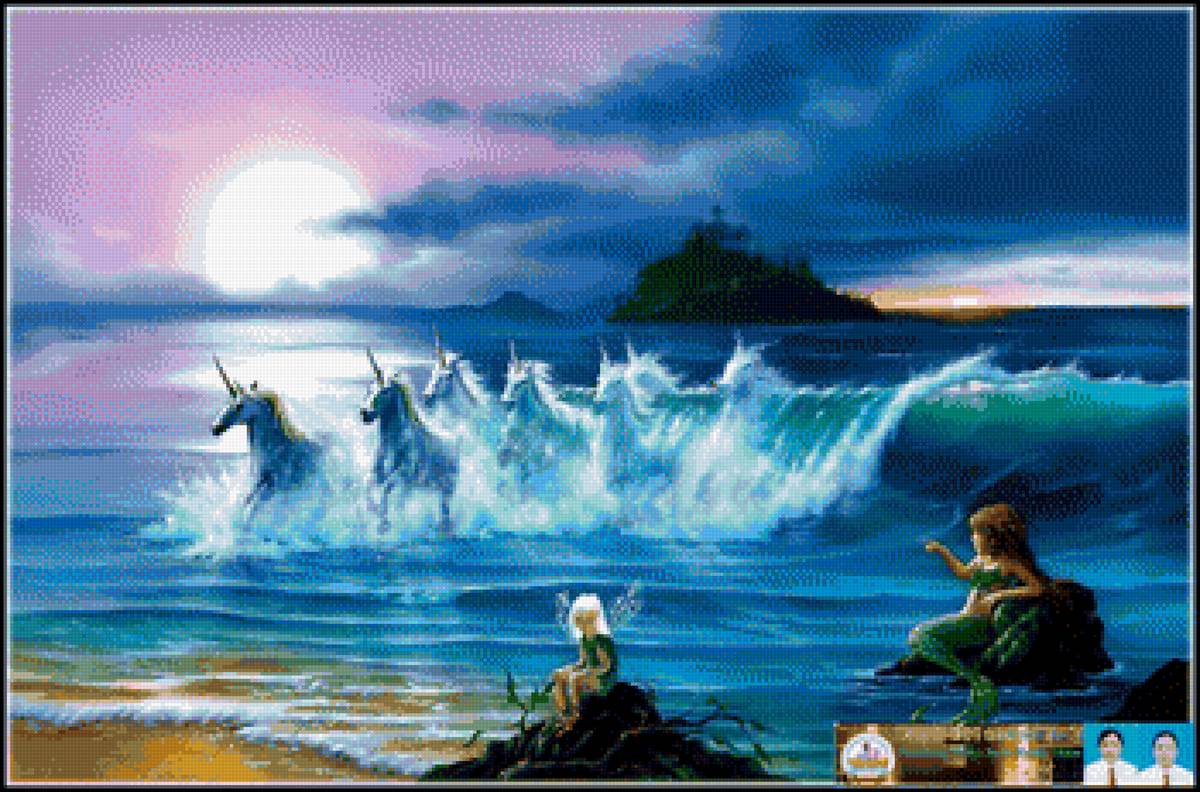 единороги в волне и фея - предпросмотр