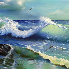 Схема вышивки «камень и волны»