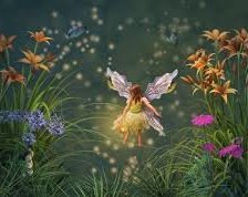 Схема вышивки «фея в полете над лугом»