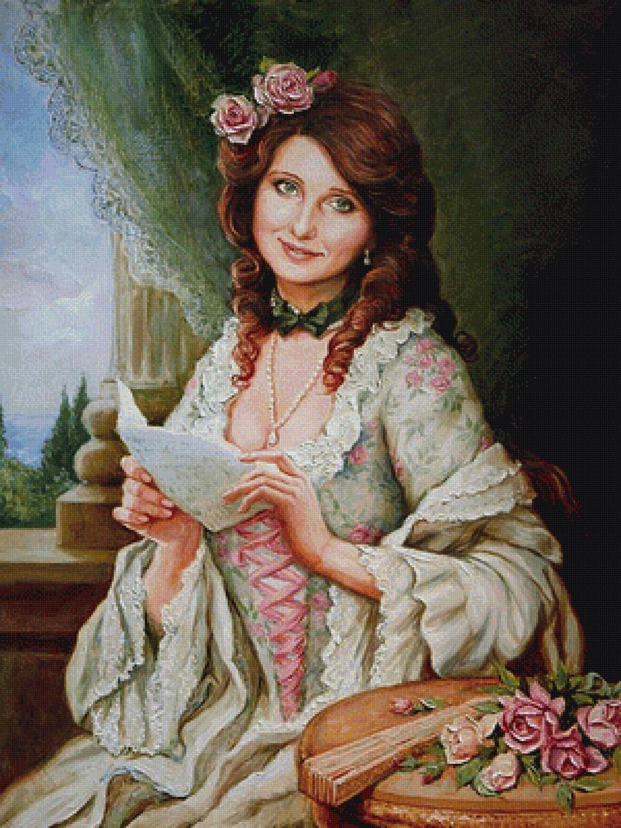 девушка с письмом - девушка, картина - предпросмотр