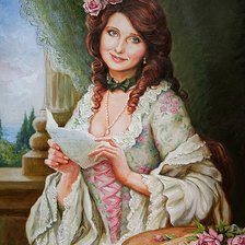 Схема вышивки «девушка с письмом»