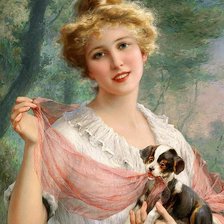 Схема вышивки «девушка и щенок»