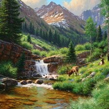 Схема вышивки «олени горы природа»