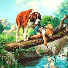 Схема вышивки «мальчик и собака»