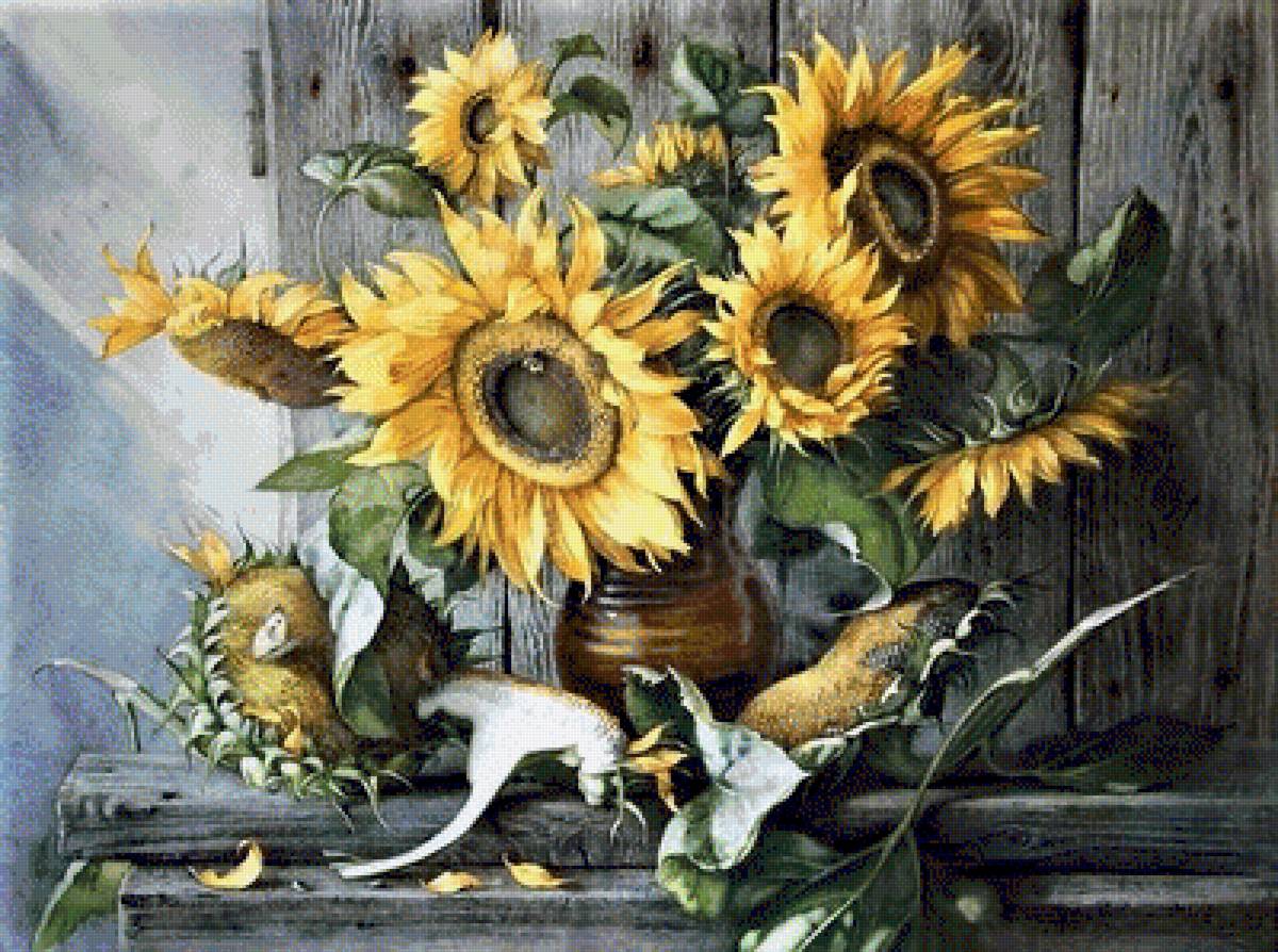 ПОДСОЛНУХИ - осение цветы, подсолнухи - предпросмотр