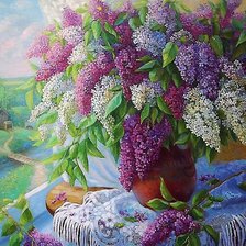 Схема вышивки «сирень»