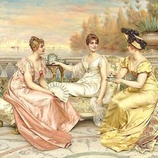 Схема вышивки «чай на террасе»