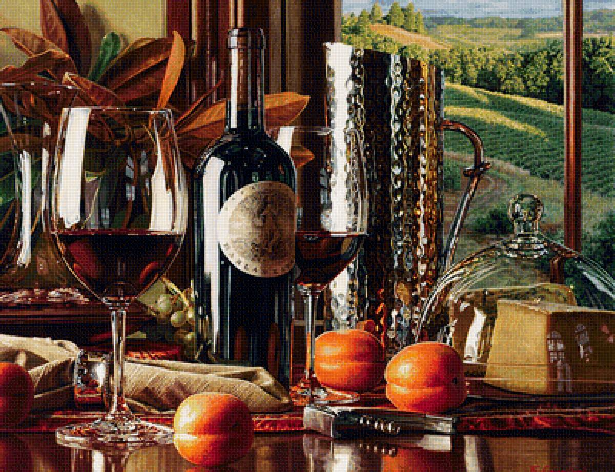 натюрморт с вином - бокал, вино - предпросмотр