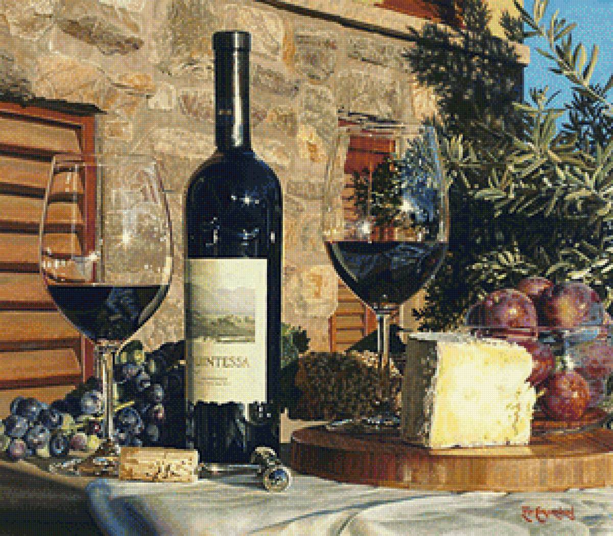 натюрморт с вином - вино, бокал - предпросмотр