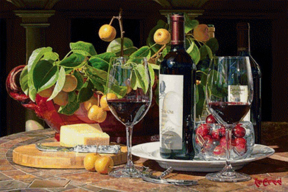 натюрморт с вином - бокал, вино - предпросмотр