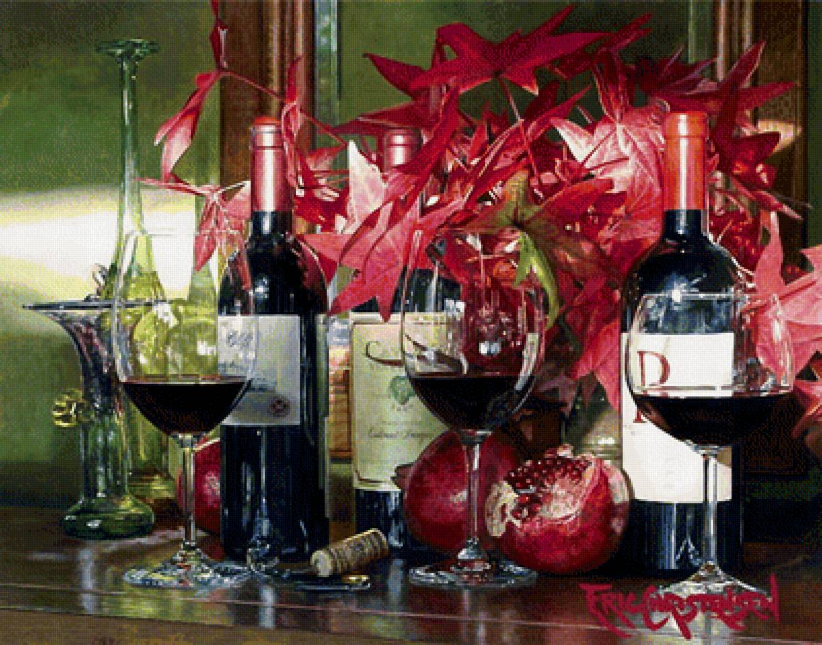 натюрморт с вином - бокал, вино - предпросмотр