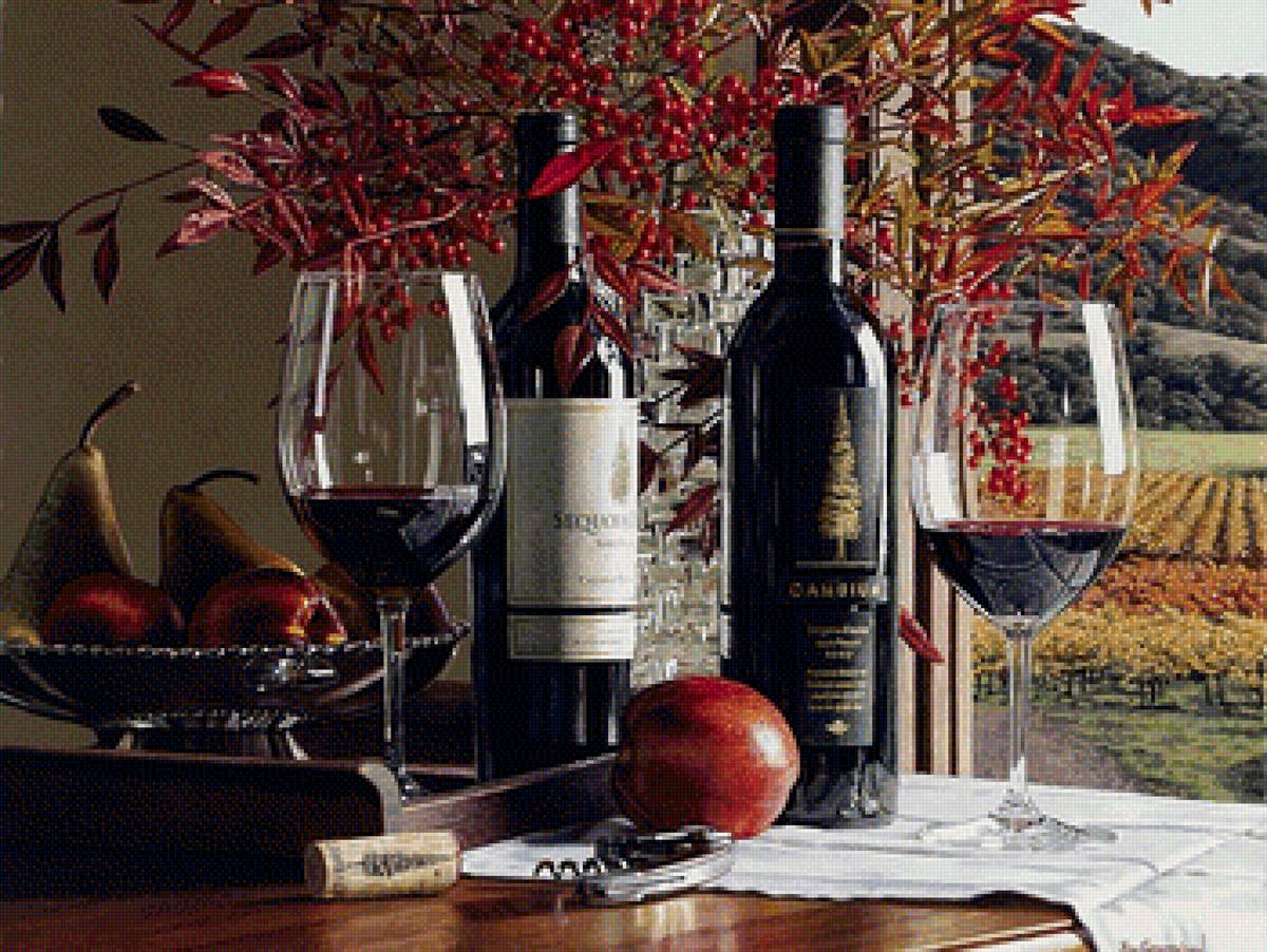 натюрморт с вином - вино, бокал - предпросмотр