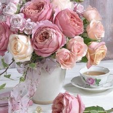 Схема вышивки «пионы чайного цвета»