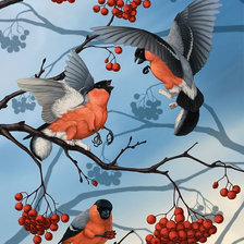 Схема вышивки «Снегири»