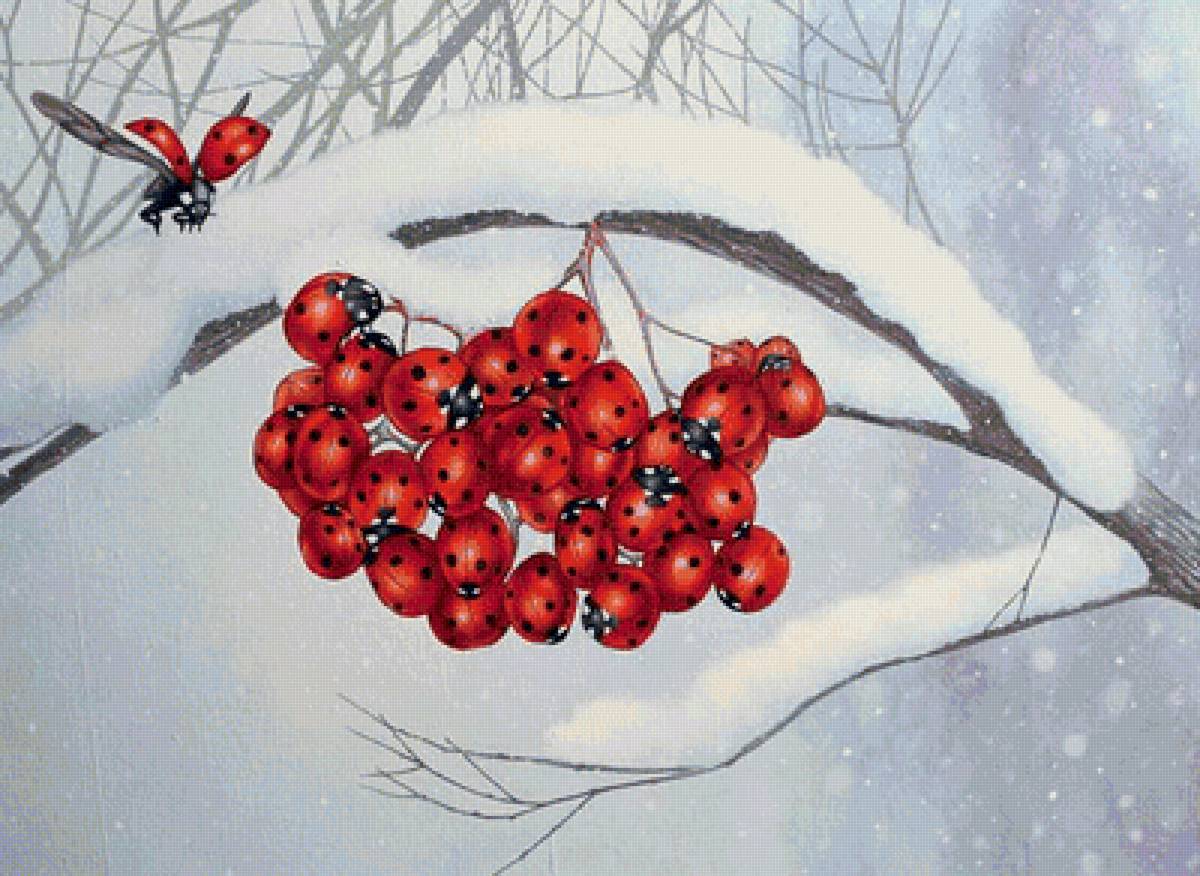 Божьи коровки - зима, жуки, снег - предпросмотр