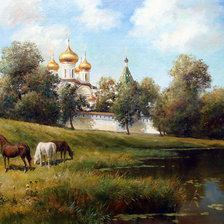 Схема вышивки «ЦЕРКОВЬ У РЕКИ»