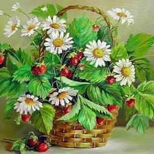 Схема вышивки «Ромашки и земляника»